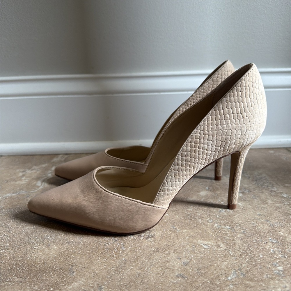 Vince Camuto Heels Womens Size 8 Airmosah Nude Beige Tan Stiletto Pumps Office